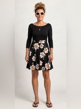 XL NEW floral midi dress black